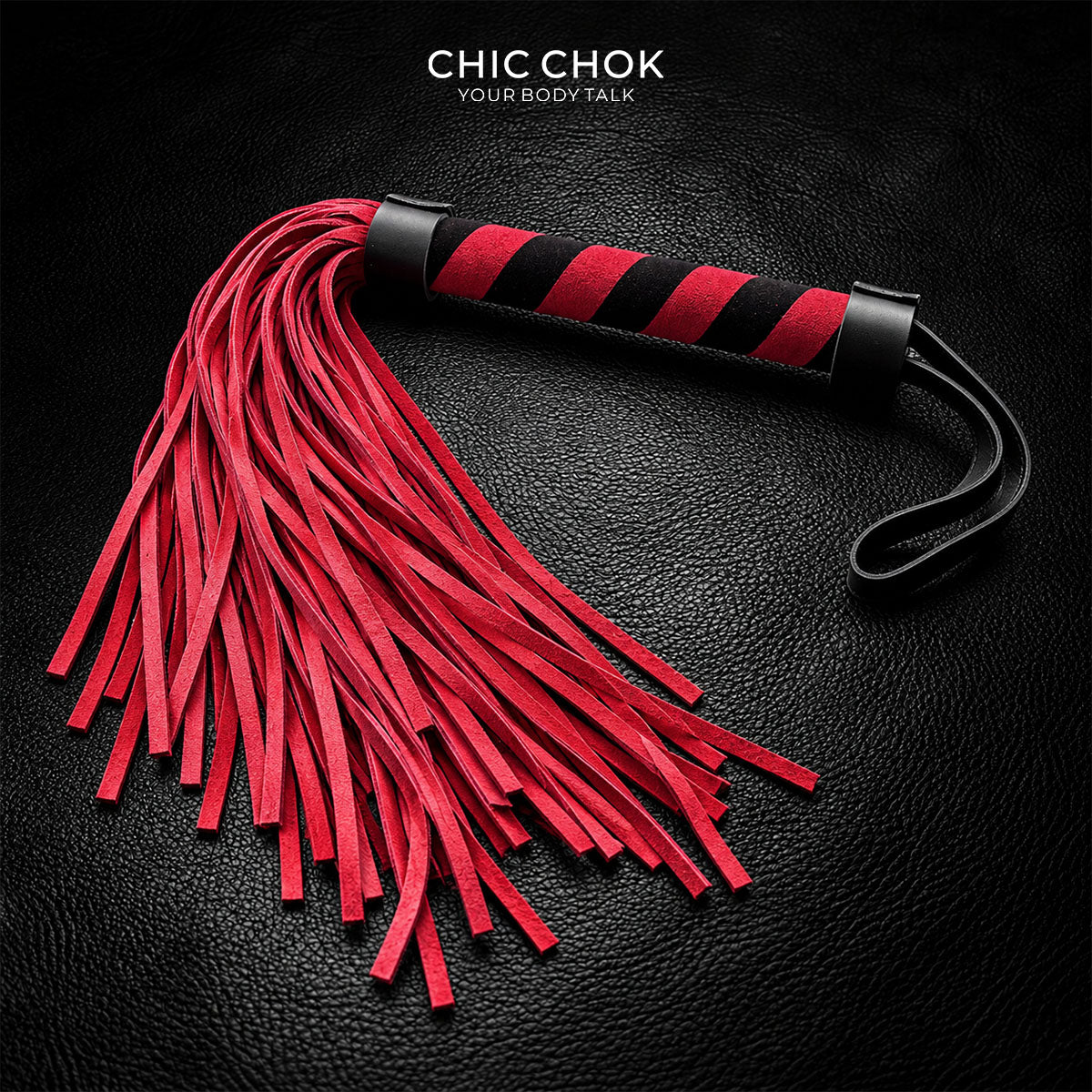 CHICCHOK - Luxuriöser roter und schwarzer Leder-Flogger