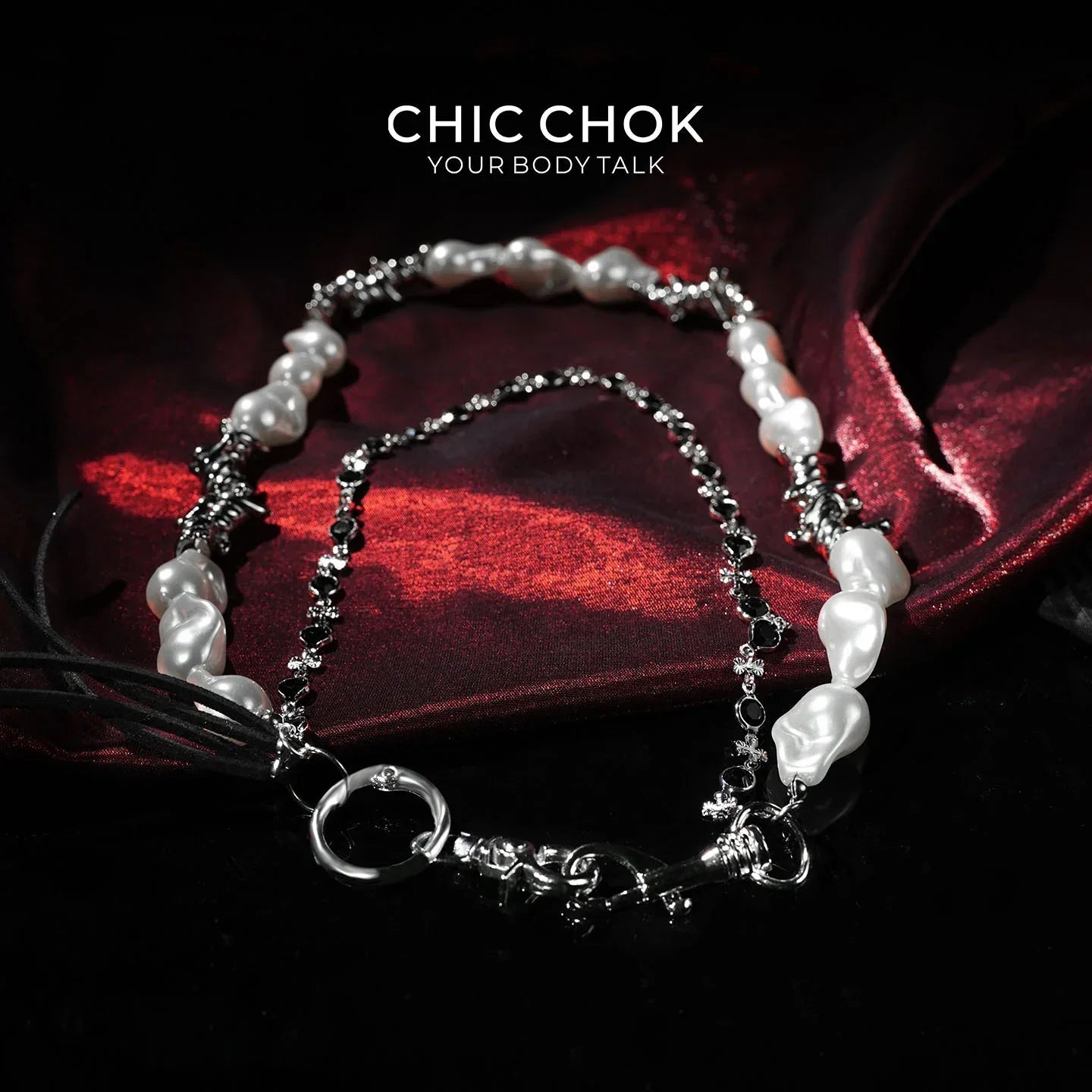 [Rebellious Baroque] Alien Pearl Double-Layer Trouser Chain - CHICCHOK - pants chain