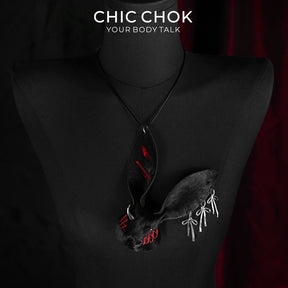CHICCHOK Contract Bunny | Gothic Cross Leather Necklace | Punk Rock Bag Charm