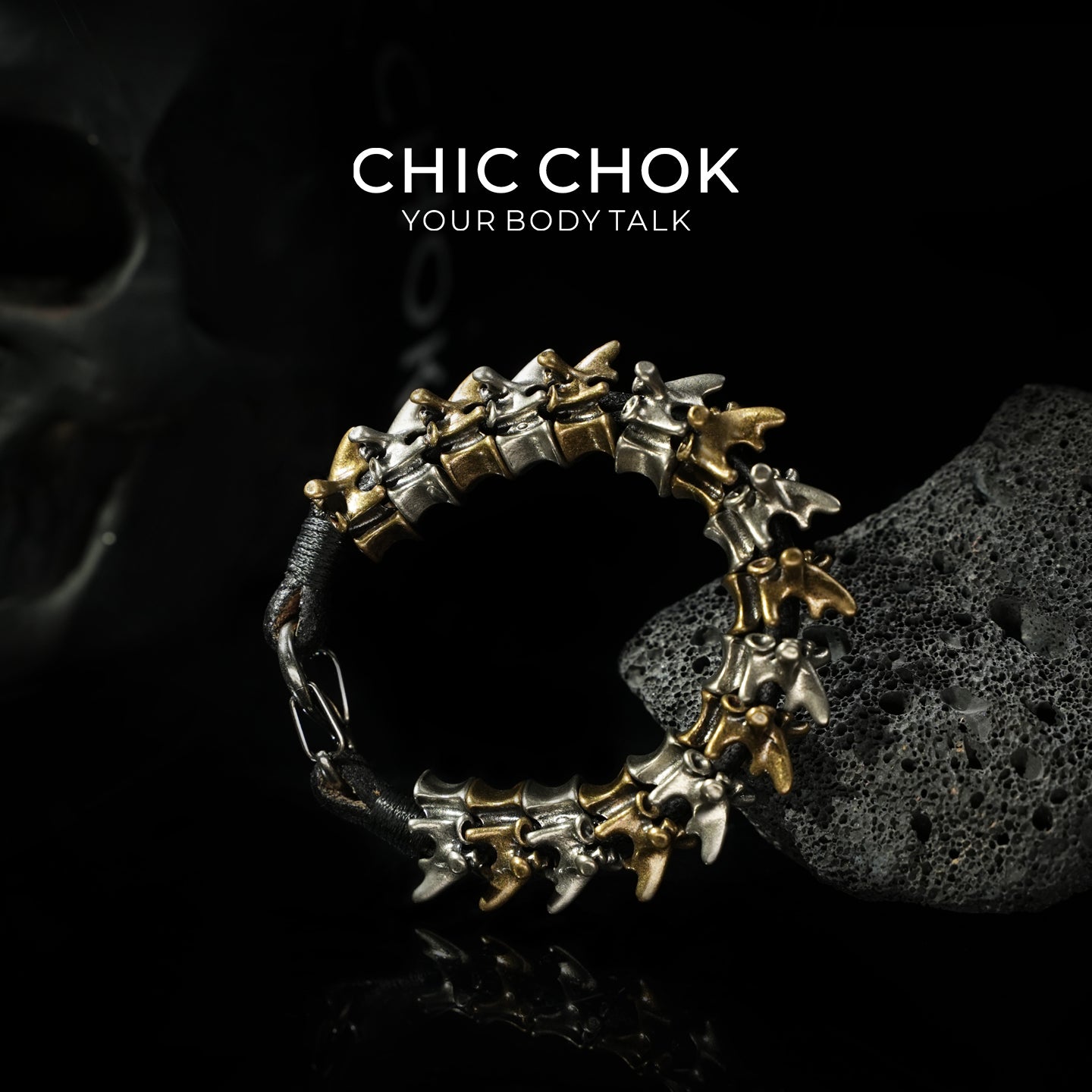 [CHICCHOK] Dragon Themed Bracelet – Stylish Bone Design, A Fusion of Steel and Leather