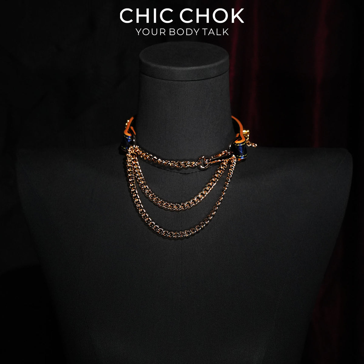 CHICCHOK Lover's Whisper | Blue Snake Tarot Choker | Layered Gold Gothic Necklace