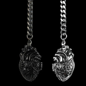 CHICCHOK Falling Heart Lariat Necklace | Anatomical Heart Pendant Stainless Steel Y-Necklace | Dark Gothic Subversive Body Jewelry