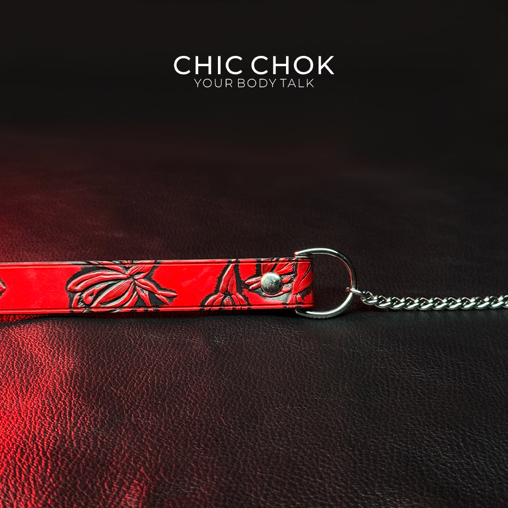 CHICCHOK [Breathless] Pulling Fashion and Fun Choker(Black and Red Pattern)