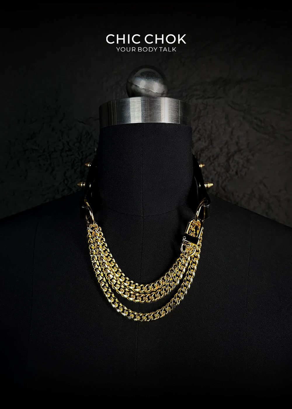CHICCHOK [Spiked Breathless] Black Choker With Spikes Stylish Pulling Choker Necklace Spikes