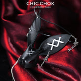 CHICCHOK Twin Shadow Rabbits | Matte Black Genuine Leather Dark Pendant | Gothic Cross-Sword Rune Accessory