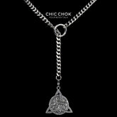 CHICCHOK "Lunar Shackle" Celtic Triquetra Pendant Stainless Steel Y-Necklace | Wiccan Rune & Pentagram Drop Chain | Dark Occult Gothic Streetwear Jewelry