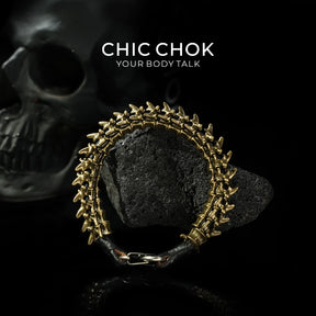 [CHICCHOK] Dragon Themed Bracelet – Stylish Bone Design, A Fusion of Steel and Leather