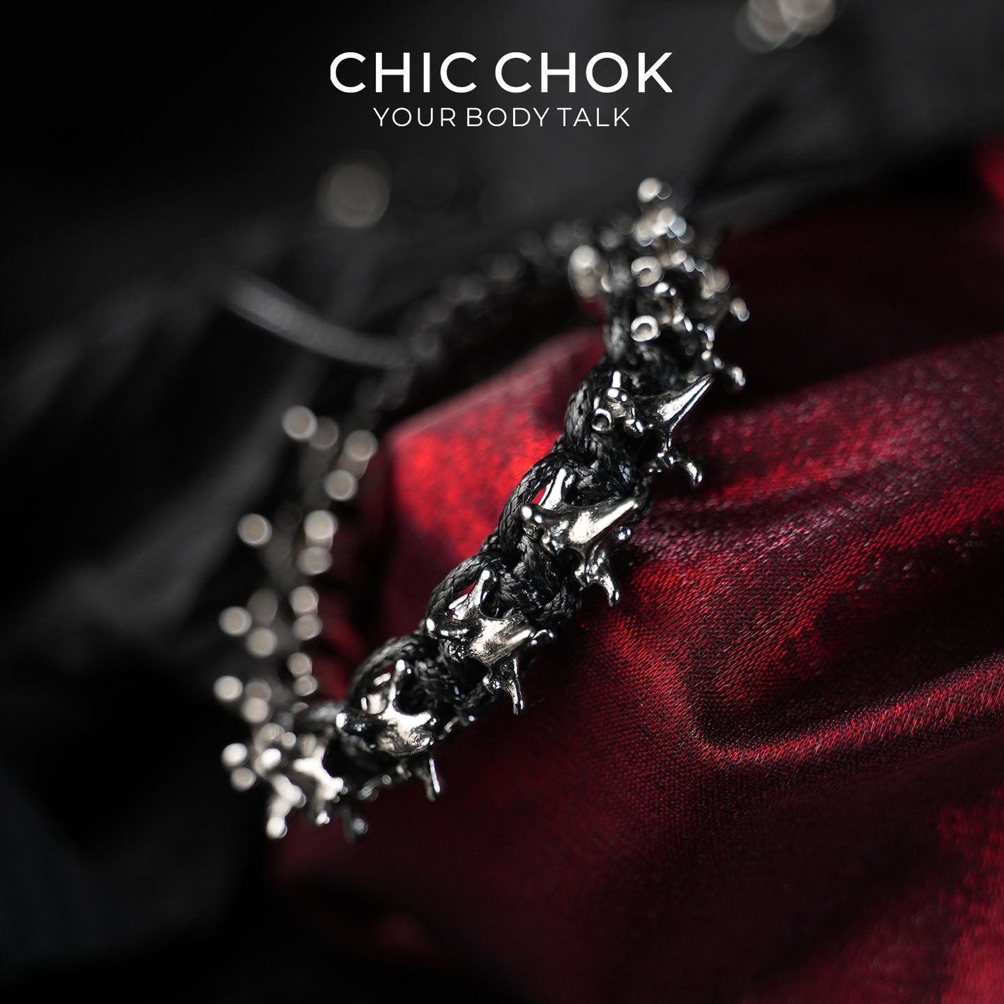 CHICCHOK Inverse Bone Restraint | Spine Bone Braided Bracelet | Gothic Bionic Wristband