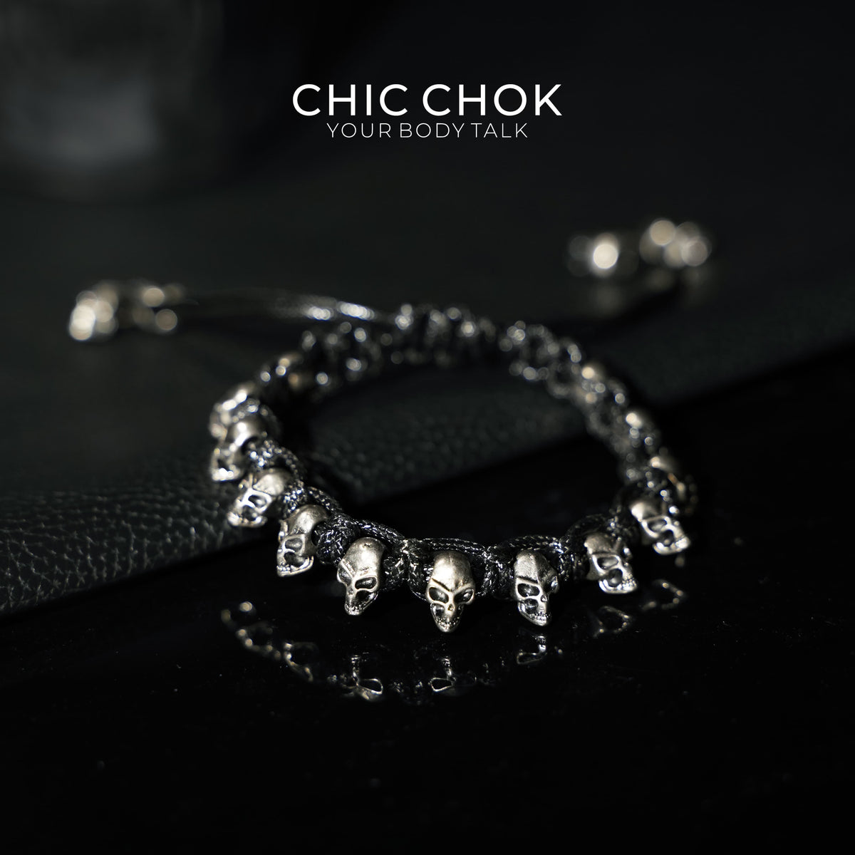 [CHICCHOK] Skeleton Themed Adjustable Bracelet - Edgy Style with a Twist of Macabre
