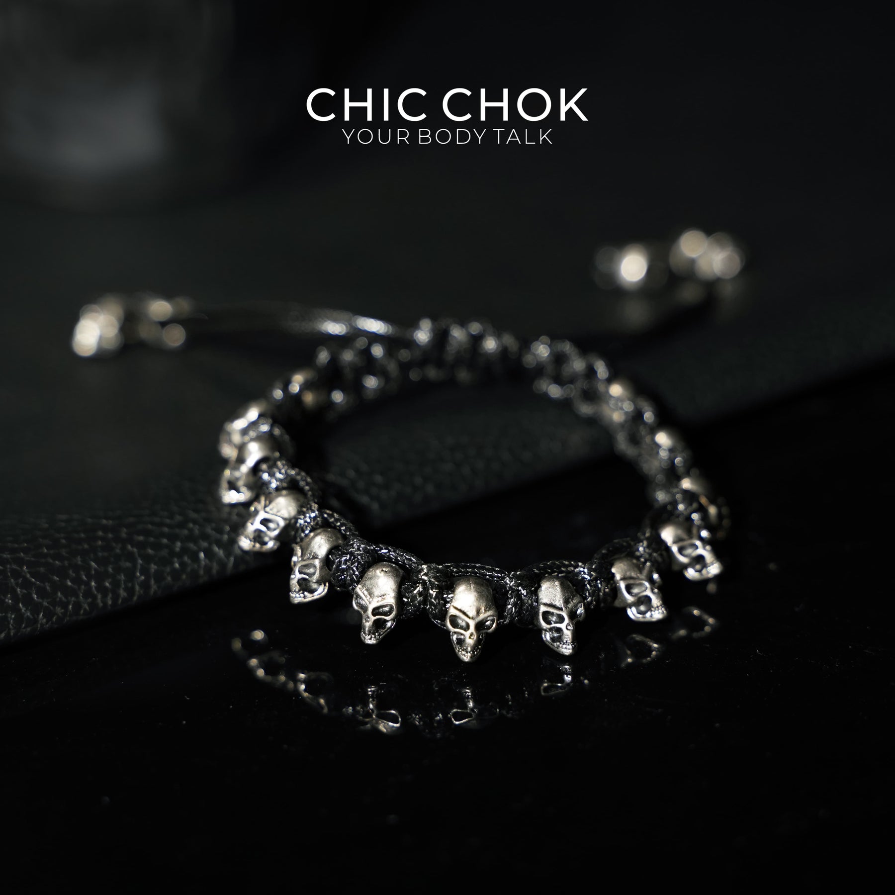 [CHICCHOK] Skeleton Themed Adjustable Bracelet - Edgy Style with a Twist of Macabre