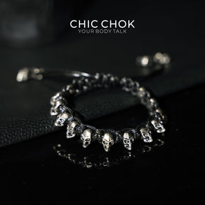[CHICCHOK] Skeleton Themed Adjustable Bracelet - Edgy Style with a Twist of Macabre