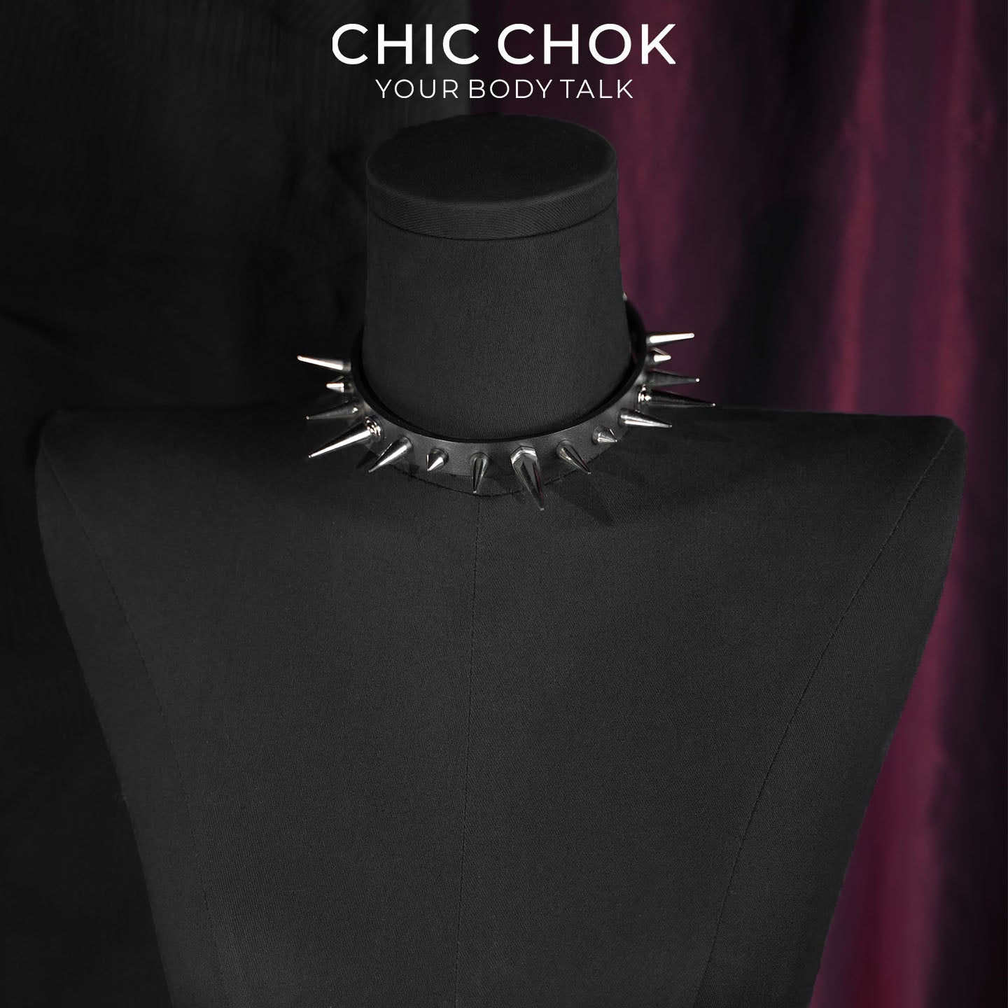 CHICCHOK Thorn Wasteland Genuine Leather Choker | Gothic Punk Rock Asymmetric Spike Collar | Luxury Heavy Metal Motorcycle Biker Subversive Jewelry