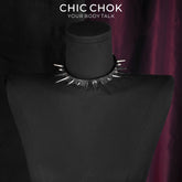CHICCHOK Thorn Wasteland Genuine Leather Choker | Gothic Punk Rock Asymmetric Spike Collar | Luxury Heavy Metal Motorcycle Biker Subversive Jewelry