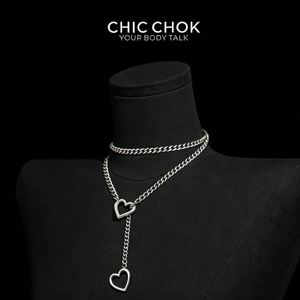 CHICCHOK [MeowChain] Heart O-ring Cuban chain necklace