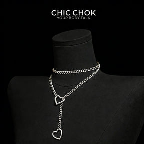 CHICCHOK [MeowChain] Heart O-ring Cuban chain necklace