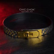 CHICCHOK [Dark Romance] - Black and Gold Python Classic Front Closure Non-adjustable Fashion Choker
