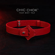 CHICCHOK[Exotic Kiss] Red Lips Shape Adjustable Fashion Leather Choker