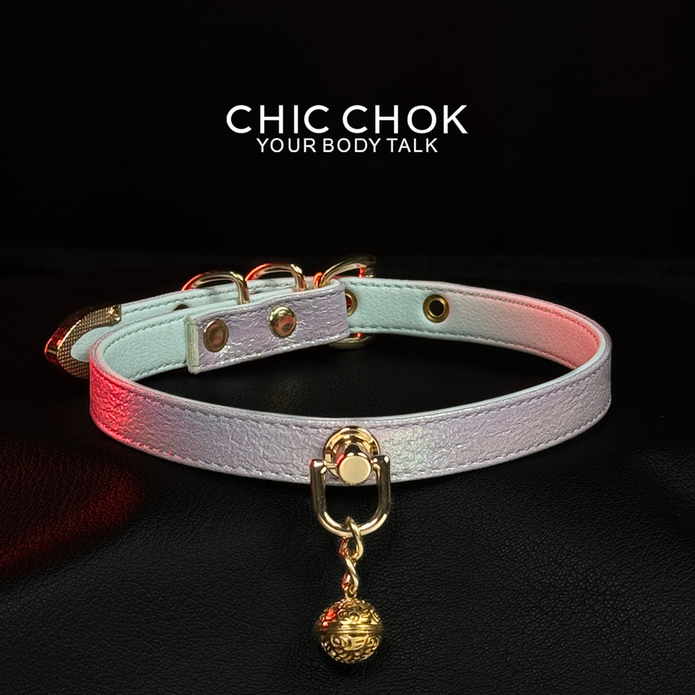 Fairy Lolita Light Color Shiny Leather Necklace - Adjustable Belt Closure - Unisex Casual Style Choker for Men and Women 