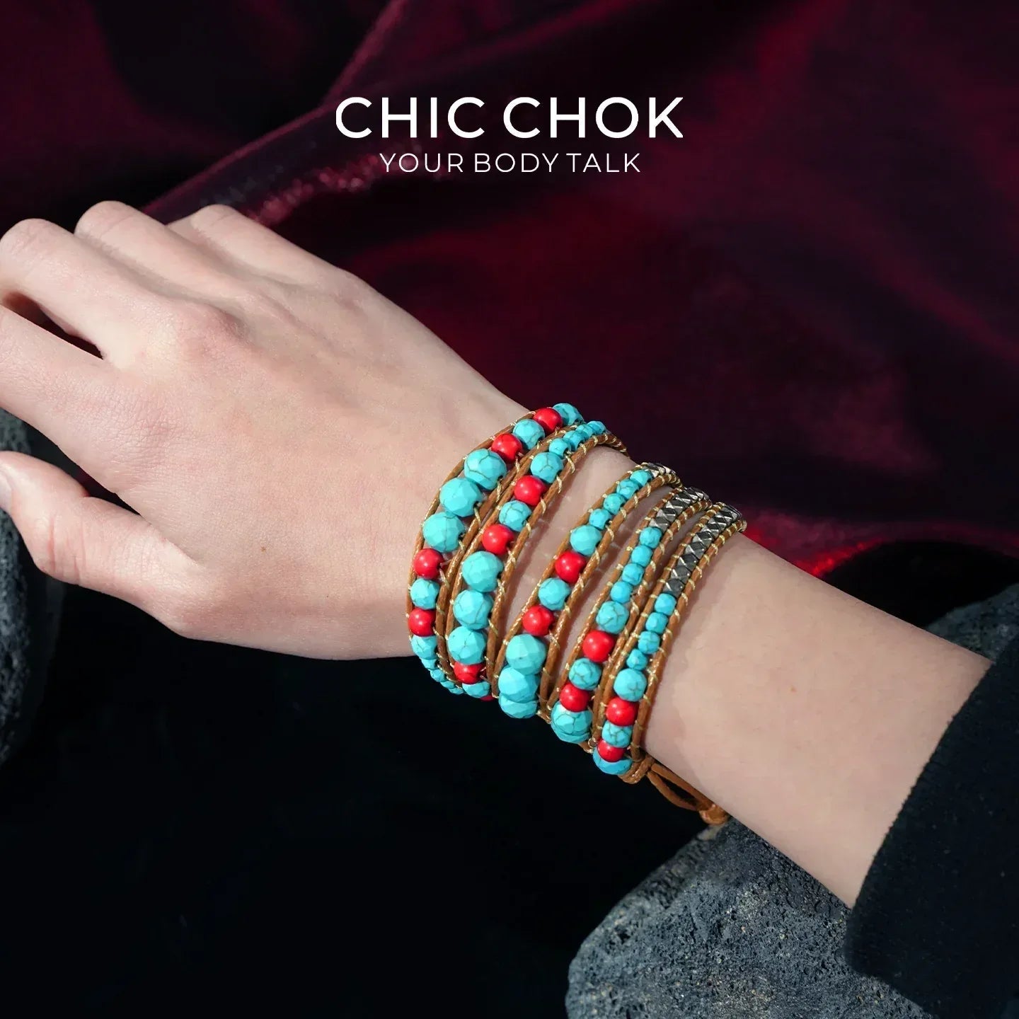 Scarlet Horizon - CHICCHOK - Beaded Wrap Bracelet, boho, Bracelet
