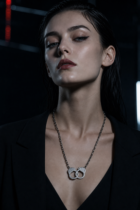 Collar de esposas CHICCHOK Unbound Dual Rings | Gargantilla desmontable de doble capa en acero inoxidable | Joyería de cadena en Y versátil, industrial punk y subversiva de los años 2000 para piel sensible