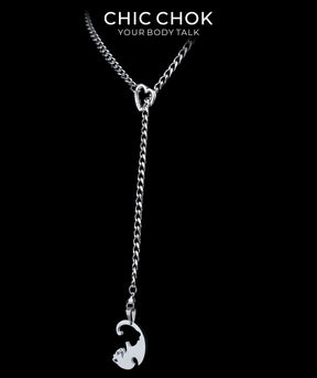 CHICCHOK Sweet Punk Y-Lariat Chain Necklace | Y2K Cute Coquette Heart Charm Collar | Harajuku Kawaii Stainless Steel Cuban Link Jewelry for Sensitive Skin