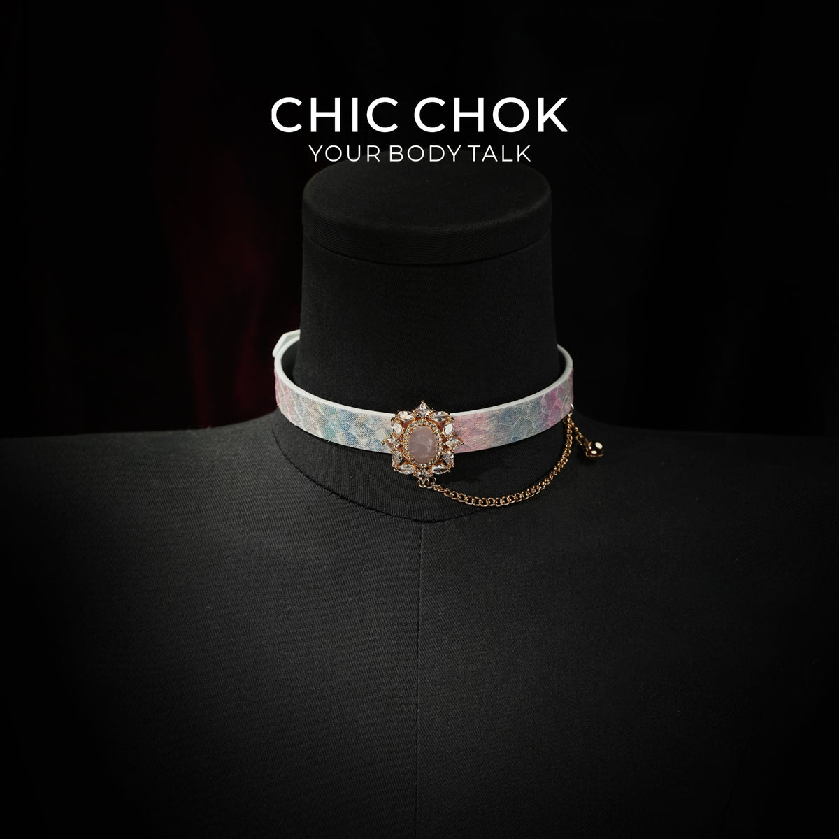 CHIC CHOK Rose crystal flower necklace – dazzling leather choker, Baroque punk style jewelry