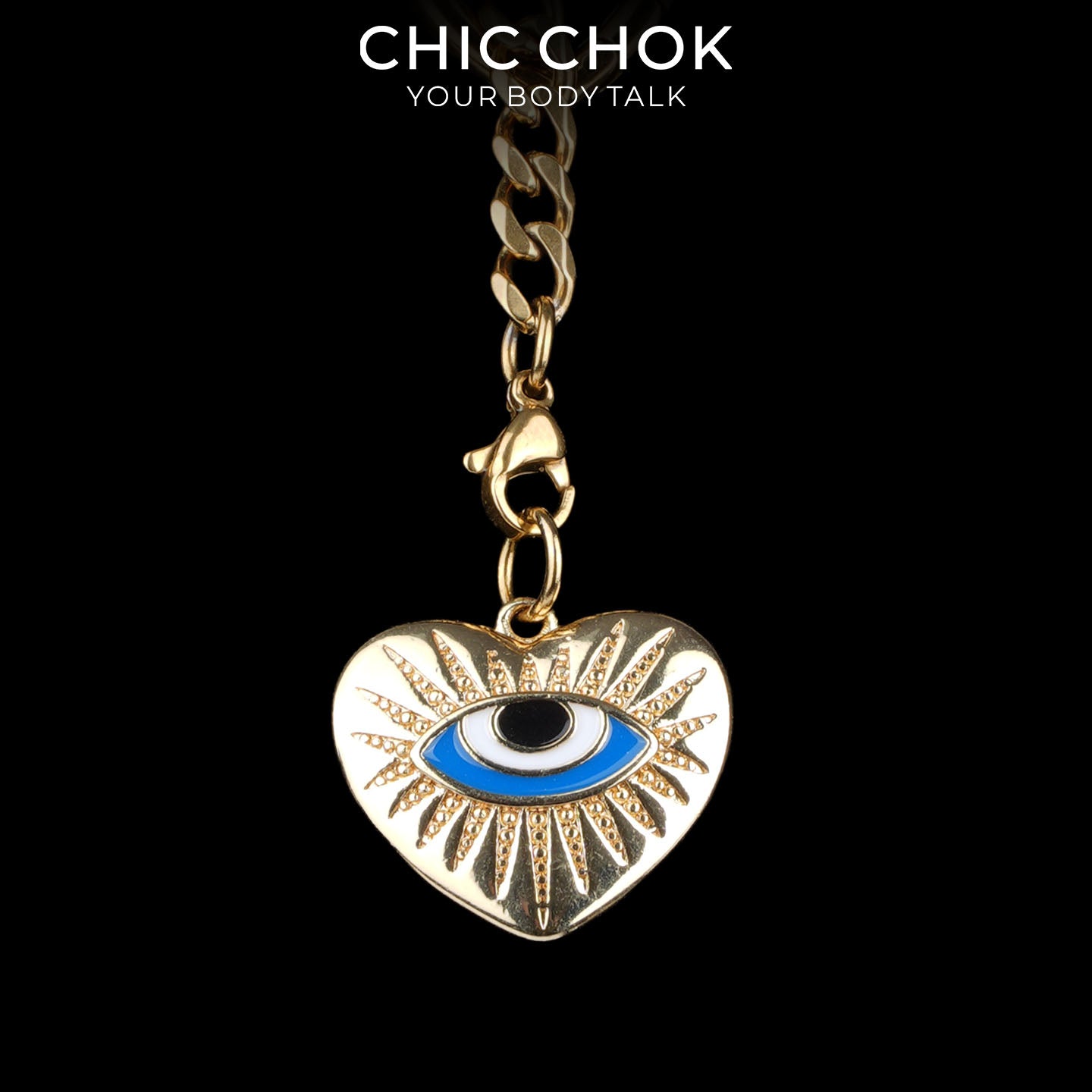 Kalung Y-Lariat Bintang Emas CHICCHOK | Rantai Kuba Baja Tahan Karat Berlapis Emas 18K | Perhiasan Coquette Liontin Hati Emas Hancur Bertekstur Antik