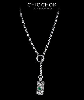 CHICCHOK Subversive Y-Lariat Chain Necklace | Gothic Stainless Steel Cuban Link Collar
