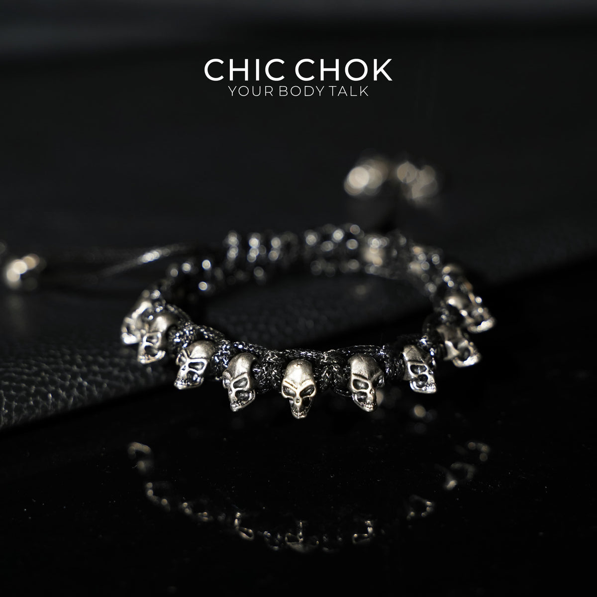 [CHICCHOK] Skeleton Themed Adjustable Bracelet - Edgy Style with a Twist of Macabre