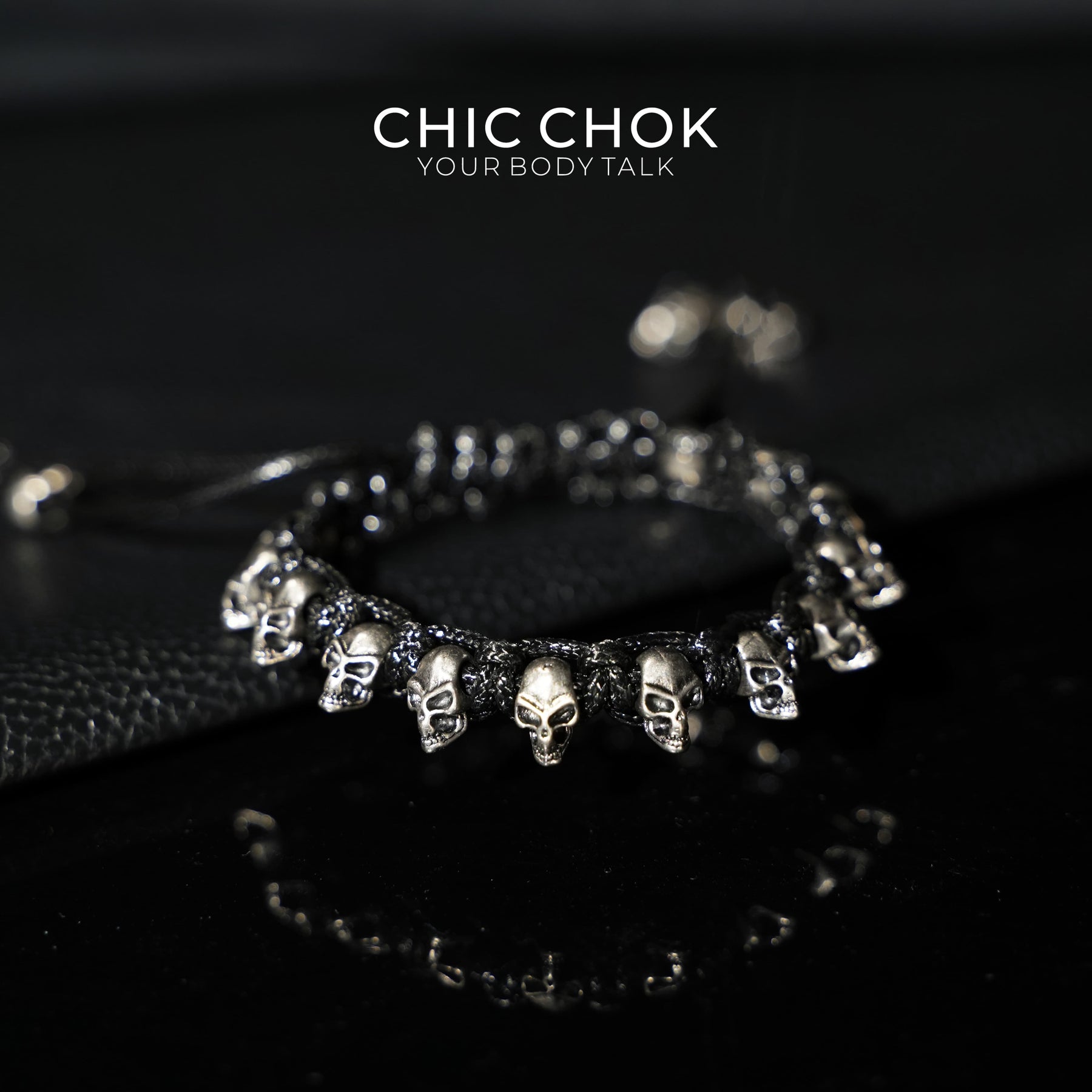 [CHICCHOK] Skeleton Themed Adjustable Bracelet - Edgy Style with a Twist of Macabre