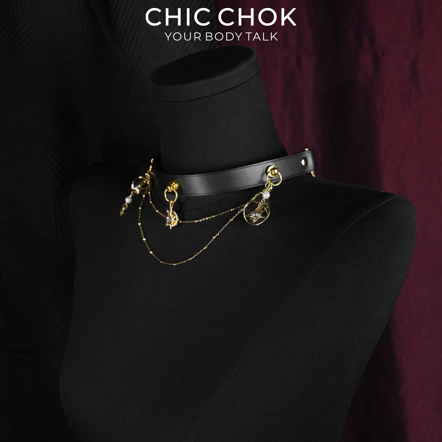 CHICCHOK Solar Orbit Tarot Leather Choker | Gothic Sun God Amethyst Pendant Collar | Luxury Steampunk Celestial Planetary Tassel Jewelry