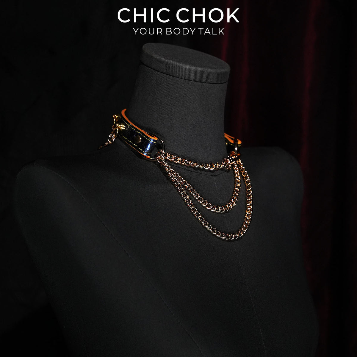 CHICCHOK Lover's Whisper | Blue Snake Tarot Choker | Layered Gold Gothic Necklace