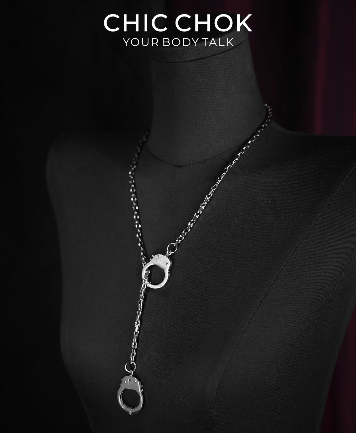 CHICCHOK Unbound Dual Rings Handcuff Necklace | Detachable Stainless Steel Double Layer Choker | Subversive Y2K Industrial Punk Multi-Wear Y-Lariat Chain Jewelry for Sensitive Skin