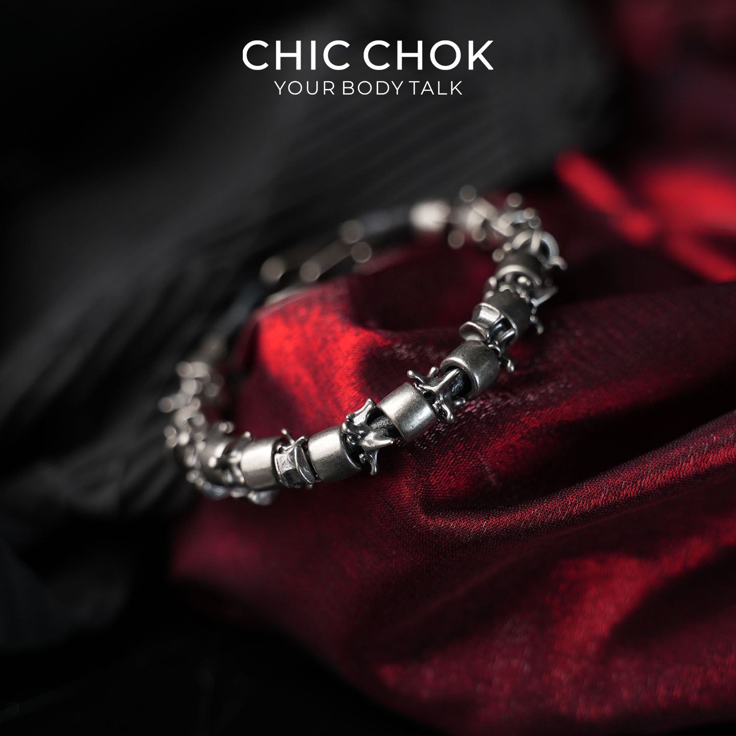 CHICCHOK Steel Mech Woven Bracelet | Industrial Gothic Braided Wristband | Mechanical Alloy Cord Jewelry