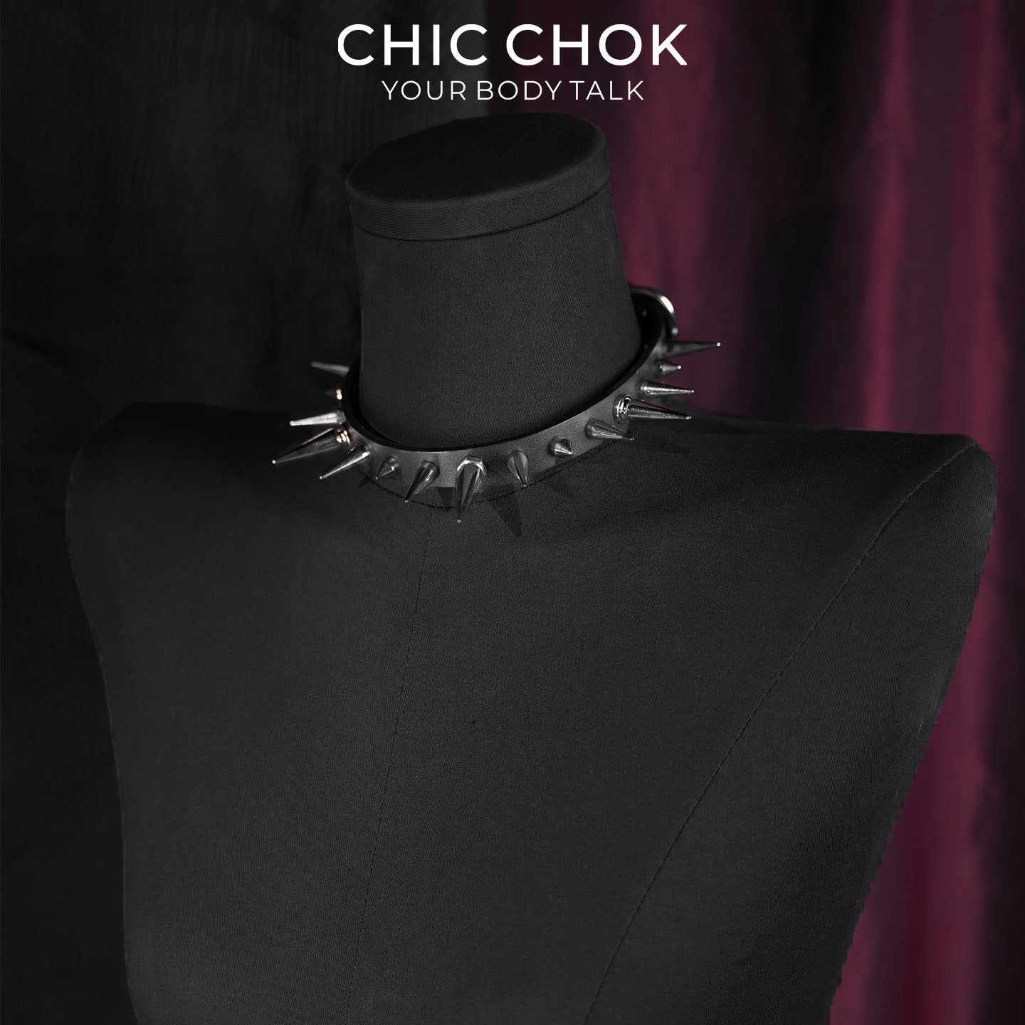 CHICCHOK Thorn Wasteland Genuine Leather Choker | Gothic Punk Rock Asymmetric Spike Collar | Luxury Heavy Metal Motorcycle Biker Subversive Jewelry