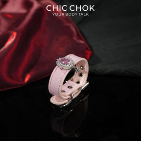 CHICCHOK Luxury Baroque Pink Crystal Leather Bracelet | Gothic Coquette Bowknot Gemstone Cuff | Jirakei Balletcore Rhinestone Harness Wristband