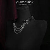 CHICCHOK Gothic Stigmata Choker | Top-Grain Genuine Leather Hollow Flame Pendant Necklace | Cyber Wasteland Industrial Collar