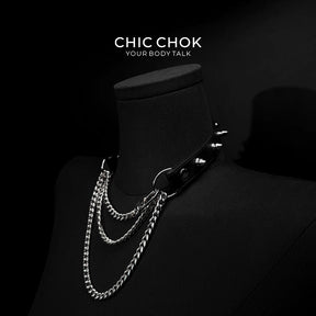 CHICCHOK [Spiked Breathless] Black Choker With Spikes Stylish Pulling Choker Necklace Spikes