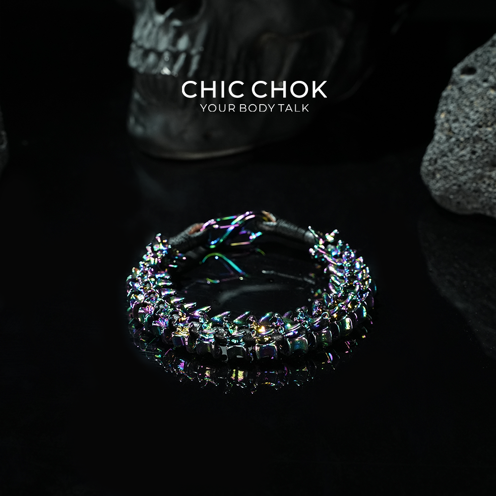 [CHICCHOK] Dragon Themed Bracelet – Stylish Bone Design, A Fusion of Steel and Leather(Dazzling Colors)