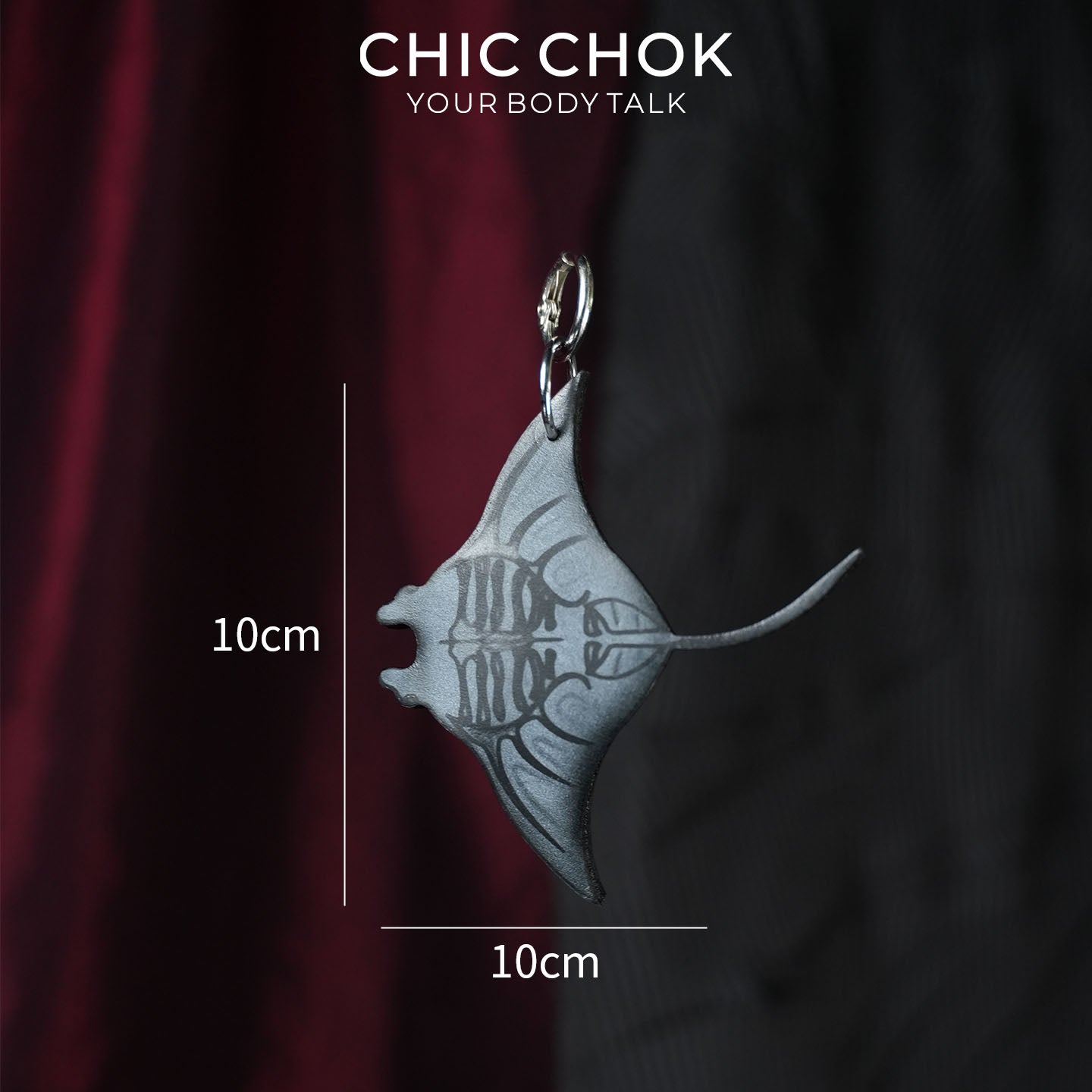 CHICCHOK Abyssal Eye Manta 천연 가죽 펜던트 | 고딕 유리 눈 키체인 | 다크 초현실주의 오션 사이버 펑크 백 참