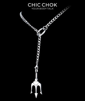 CHICCHOK Subversive Y-Lariat Chain Necklace | Gothic Stainless Steel Cuban Link Collar