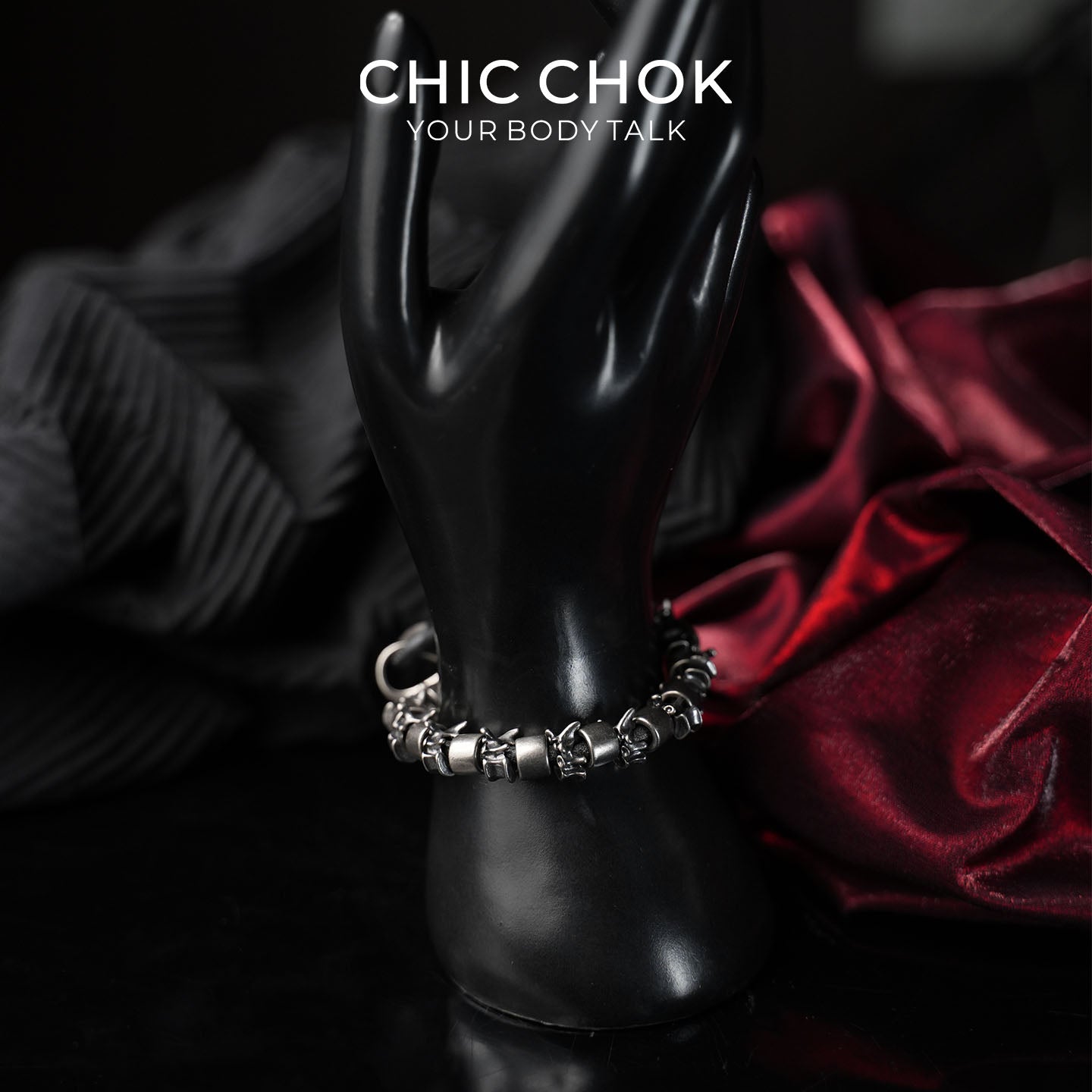 CHICCHOK Steel Mech Woven Bracelet | Industrial Gothic Braided Wristband | Mechanical Alloy Cord Jewelry