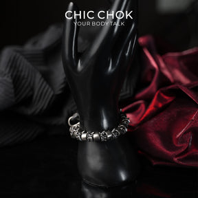 CHICCHOK Steel Mech Woven Bracelet | Industrial Gothic Braided Wristband | Mechanical Alloy Cord Jewelry