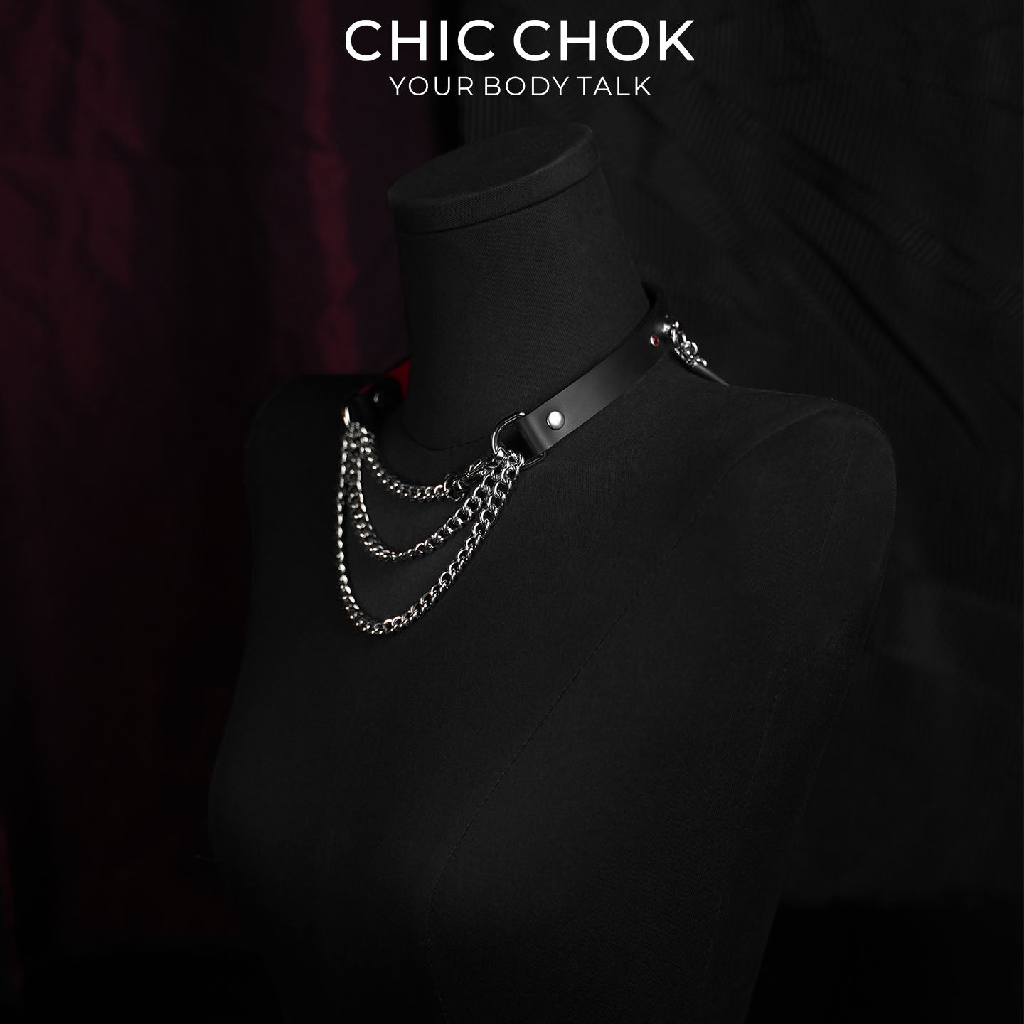 CHICCHOK Bloodbound Stigmata Leather Choker | Gothic Translucent Red Heart Collar | Heavy Punk Cyber Techwear Fringe Jewelry