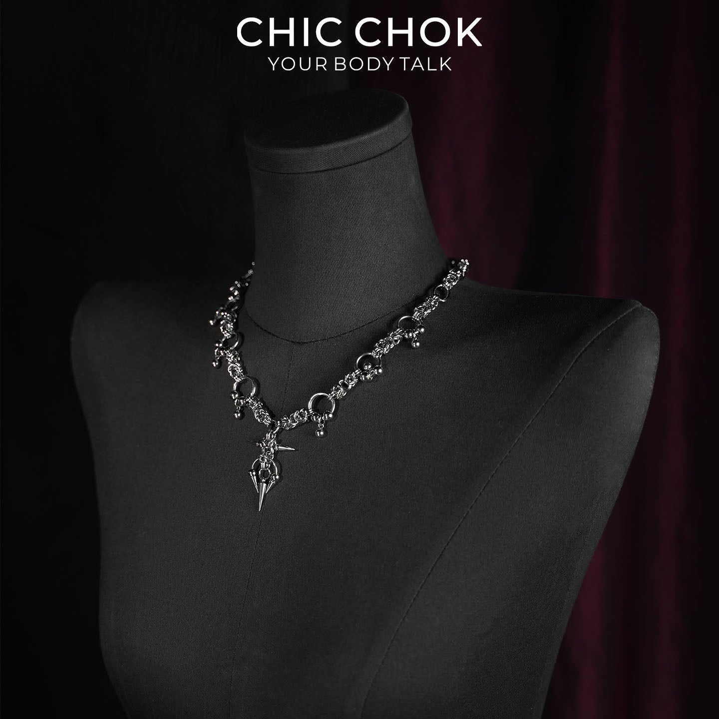 CHICCHOK Crimson Tears Prison Heart Necklace | Gothic Heavy Stainless Steel Thorns Choker | Y2K Cyberpunk Industrial Barbed Wire Link Chain Collar for Sensitive Skin