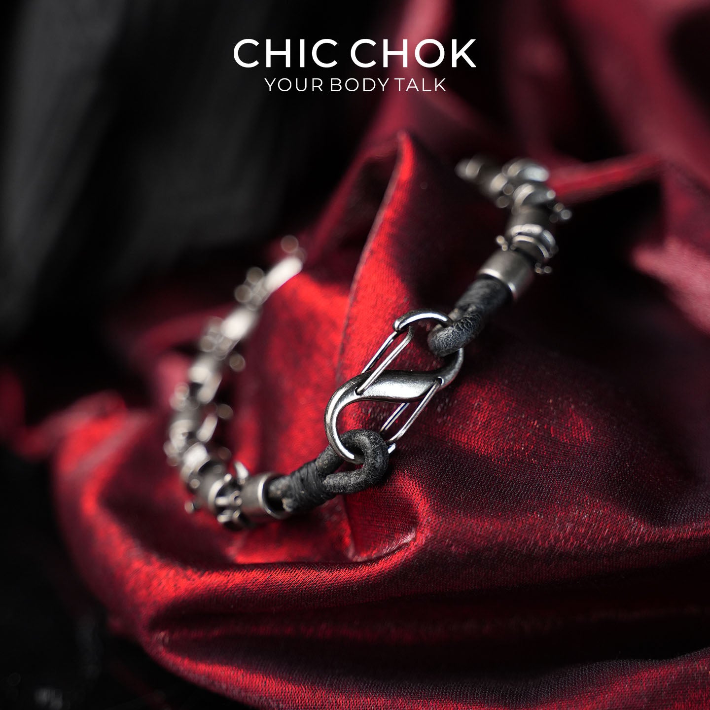 CHICCHOK Steel Mech Woven Bracelet | Industrial Gothic Braided Wristband | Mechanical Alloy Cord Jewelry