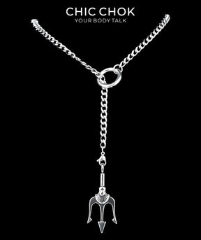 CHICCHOK Subversive Y-Lariat Chain Necklace | Gothic Stainless Steel Cuban Link Collar