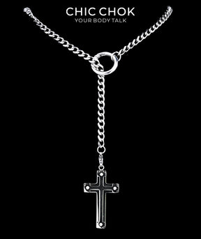 CHICCHOK "Dark Devotion" Titanium Steel Y-Necklace | Gothic Cross Pendant Collection | Dark Streetwear Subculture Jewelry