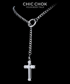 CHICCHOK Subversive Y-Lariat Chain Necklace | Gothic Stainless Steel Cuban Link Collar