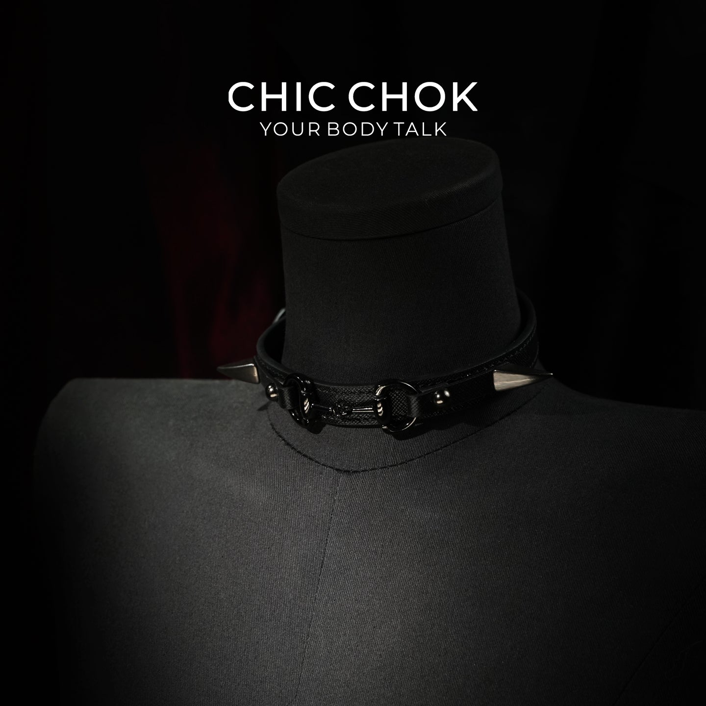 CHIC CHOK Spiked Ring Hardware Vegan Leather Choker – Edgy Goth Punk Industrial Statement Accessory